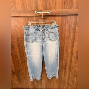 Torrid Light Blue Button-Fly Cropped Jeans, Size 16